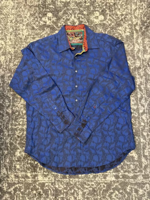 ROBERT GRAHAM Blue Shirt Mens Extra Large XL Long Sleeve