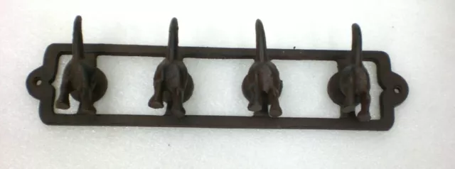 4 Cast Iron Dog Tail Hooks Pet Leash Coat Hat Hook Rack Wall Mount Rustic Decor