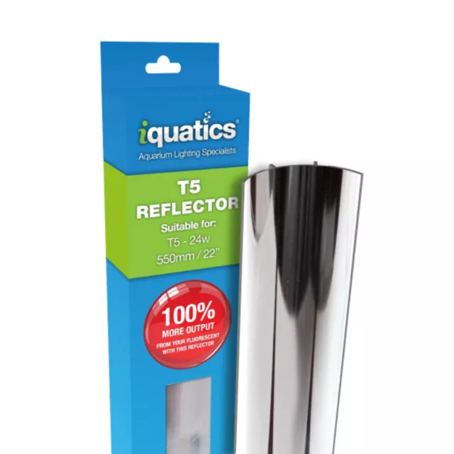 24W-Single Pack-iQuatics T5 Aluminium Reflector-Increased output by up to 100%.