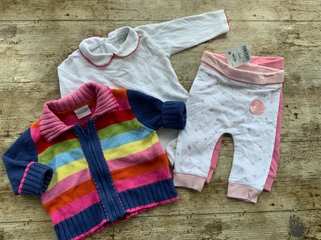 SET BAMBINO BAMBINA NUOVI Leggings NEXT Pack 2 Cardigan Gilet da 3 a 6 mesi Arcobaleno