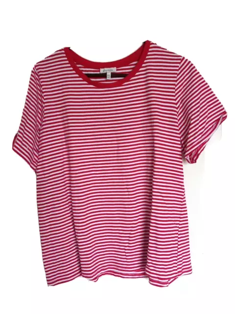 Ella Moss Womens Plus Size XXL Red Striped Top Short Sleeve Shirt Blouse