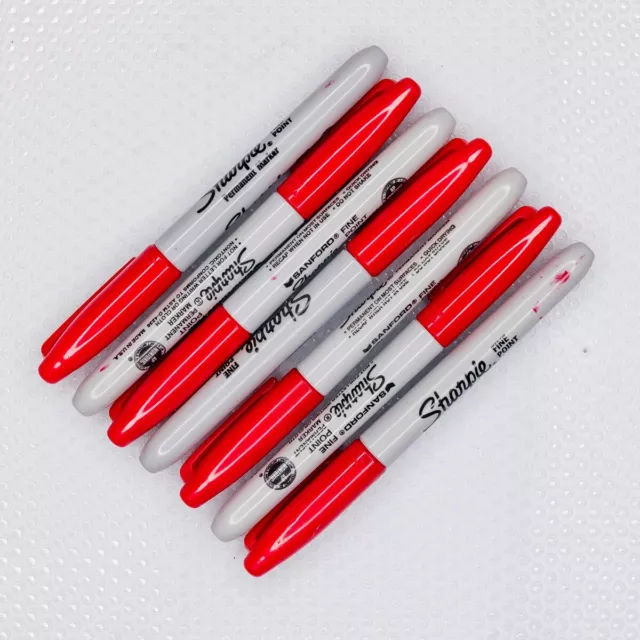 Sharpie Fine Point Used Red Permanent Markers/Pens - Lot Of 7 - #31