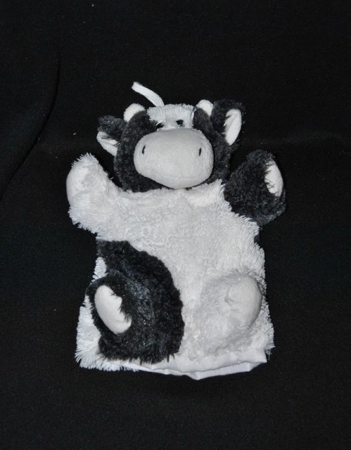 Peluche doudou marionnette vache DRESSLER & ZIMMERHACKL blanc gris TTBE