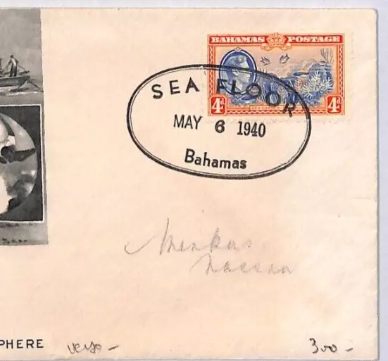 BAHAMAS KGVI Cover *SEA FLOOR* Oval Undersea PO 1940 ILLUSTRATED {samwells}YN20