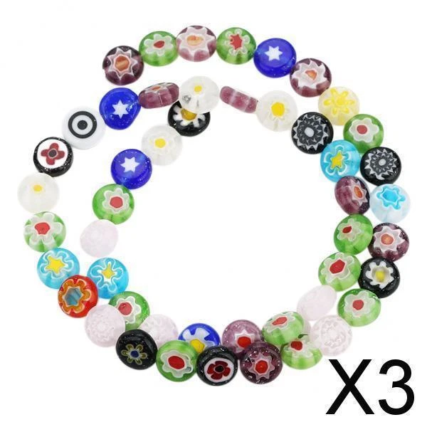 3X Glas Abstandsperlen Bulk Bunte Knöpfe für DIY Schmuck 8MM, Apx48 Stück