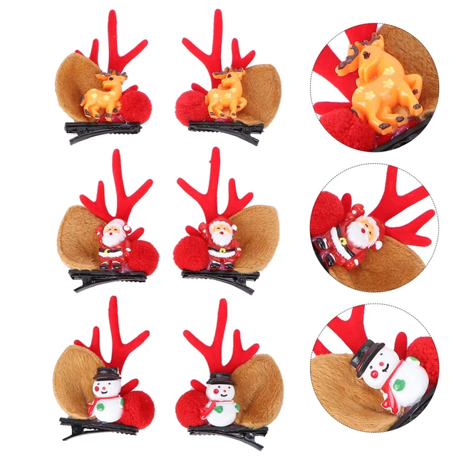 3 Pairs Geweih Haarspange Flanell Kind Weihnachtshaarspangen Mädchen 2