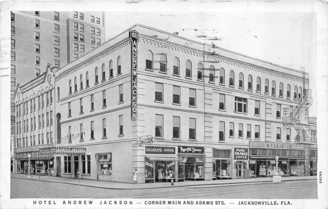 Hotel Andrew Jackson Jacksonville Florida Postcard 1939