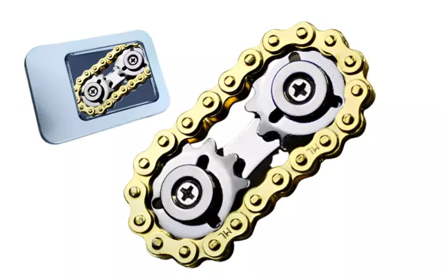 GoldBike Chain Gear Fidget Spinner Gyro Stainless Steel Sprocket anxiety Toys