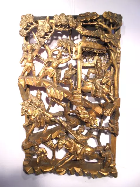 Holzpaneel Holzrelief Vergoldet Handgeschnitzt China Antik