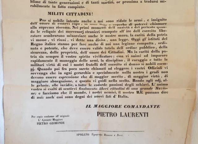 Volantino Guardia Nazionale Battaglione Di Spoleto 1860 Risorgimento Laurenti 3