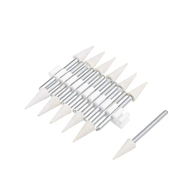 12 Pcs Wool Wool Felt Mounted Points Conical Burrs Buffing Wheels  Glass