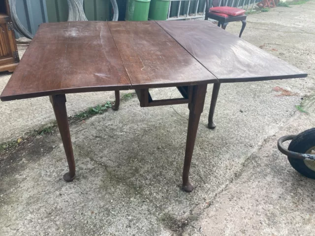 Vintage Antique Brown Wooden Drop Leaf Dining Table