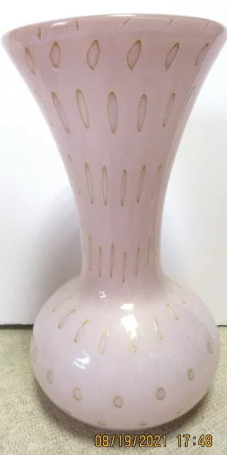 Gorgeous Pink, Gold and Bubbles Barbini Vase, Classic Mid Century Murano!
