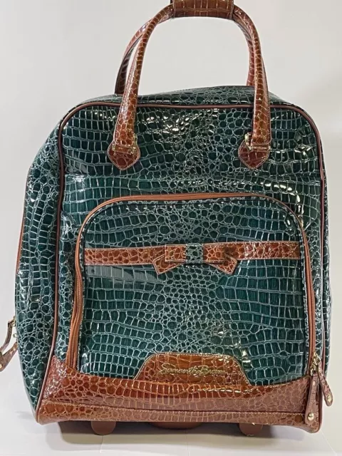 Samantha Brown Green Croco Luggage Set Wheeled Suitcase