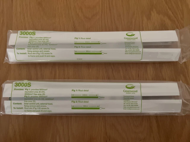 2 x UPVC Window Trickle Vent White PVCu Timber Slot Vent Night Greenwood 3000S