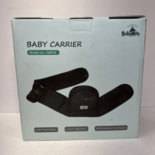 BabyMust Baby Carrier Modelo: YM018 - Cintura ajustable y asiento de cadera negro