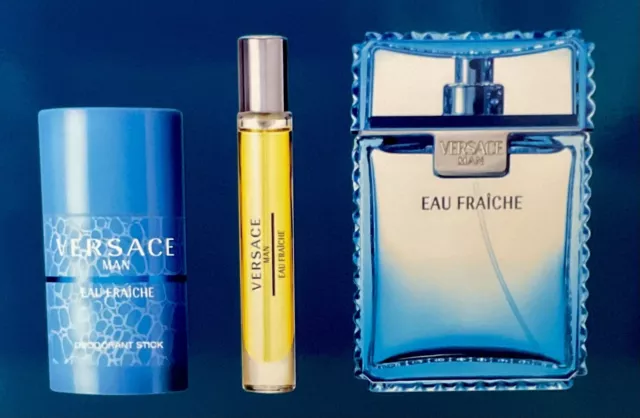 VERSACE Man Eau Fraiche 100ml Eau De Toilette + 10ml EDT + Deo Stick 75ml & Set