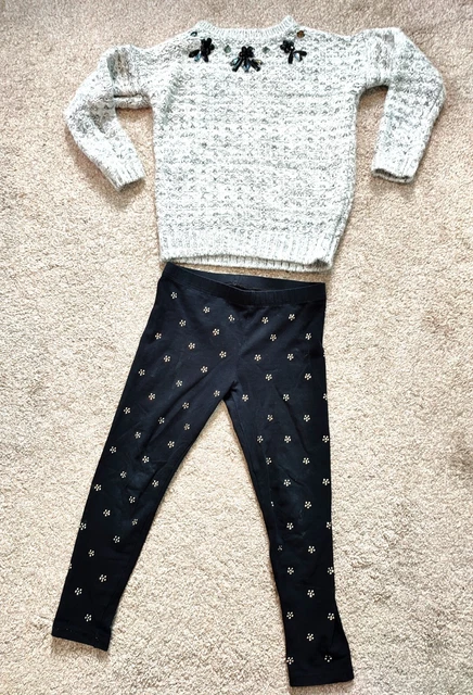 Girl's clothes bundle, George Jumper and leggings,age 6-7yrs,116-122cm,Pre-owned
