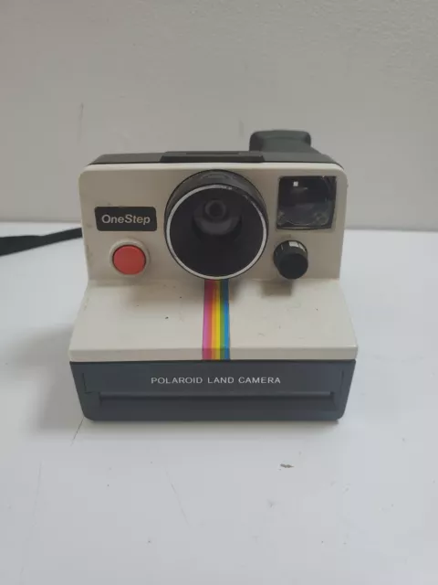 Cámara terrestre Polaroid de un paso a rayas arco iris instantáneas piezas/reparación como está