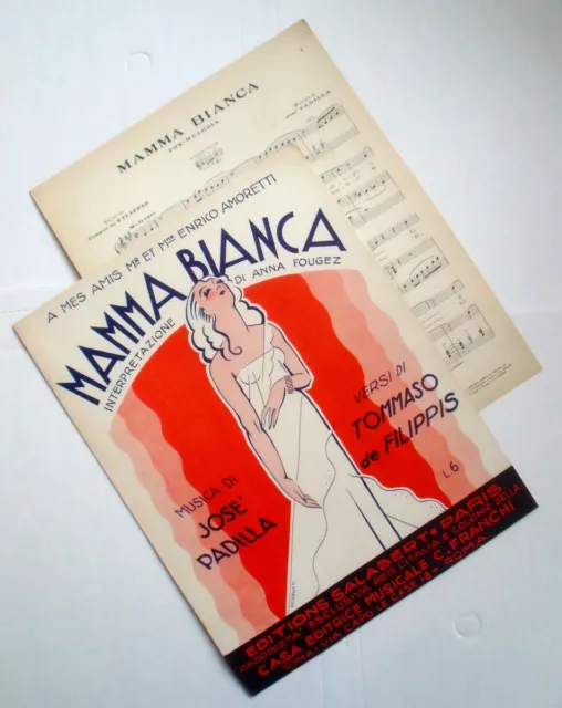 Mamma Bianca - Anna Fougez - Padilla - 1931 Spartito Musicale Originale Italy