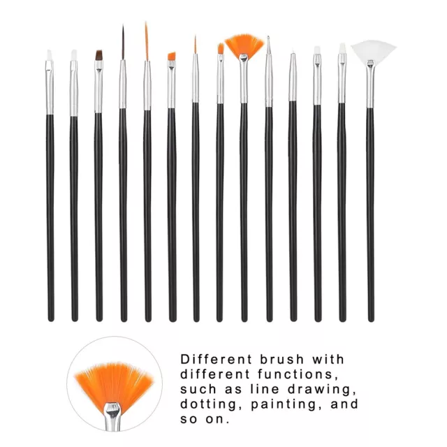 15pcs DIY Nail Art Manicure Pen Tool Kit Dotting Line Drawing Painting AGS
