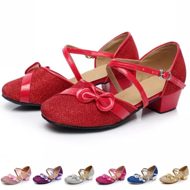 Girl Dancing Shoes Tango Latin Shoe Kids Ankle Strap Ballroom Dress Princess