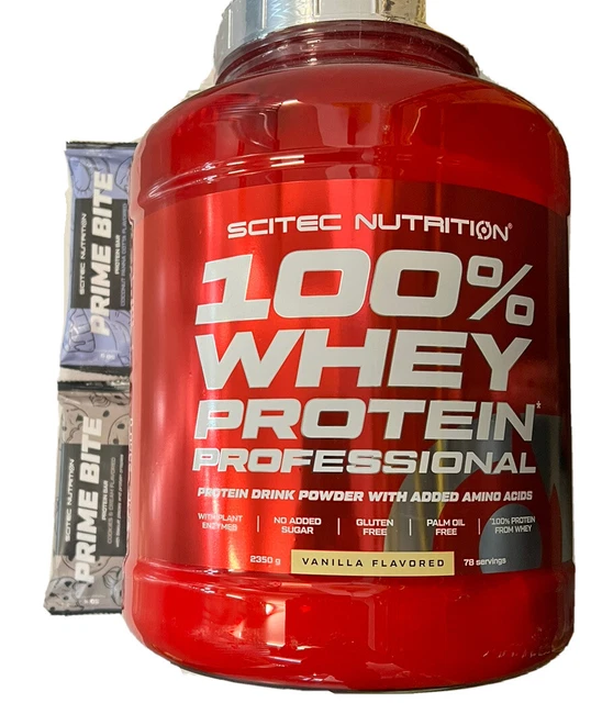 (26,77€/kg)Scitec Nutrition 100%Whey Protein Professional 2350g+2 Scitec Riegel
