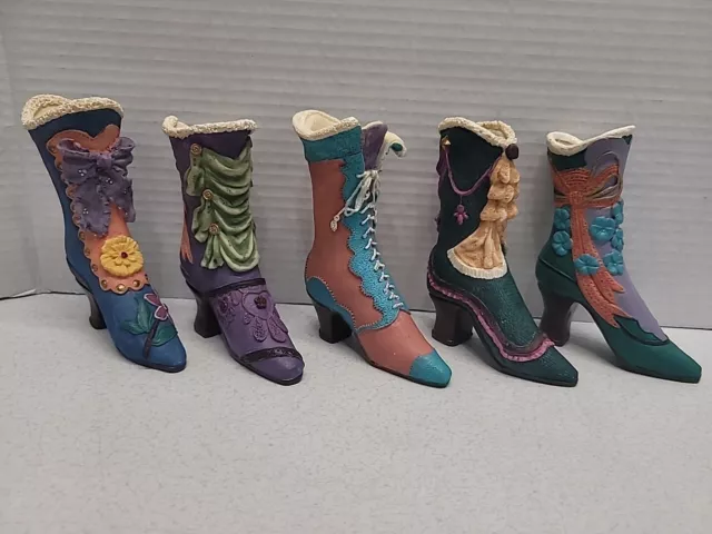 CERAMIC WORLD VICTORIAN Style Resin Miniature Shoes Boots Collectibles ...