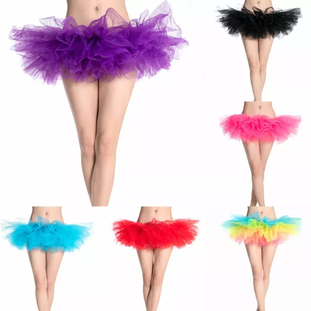 Women's 5 Skirt Adult Tulle Teens Fluffy Skirt Tutu Elastic Layered Ballet Skirt