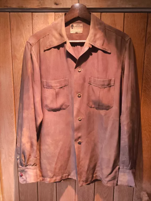 Mens Vintage 1950s Gab loop collar shirt Shark skin