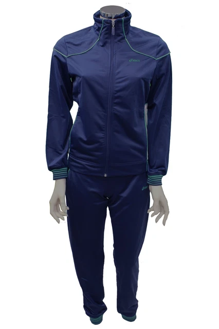 Completo tuta ginnastica da donna blu Asics acetato sport palestra zip casual