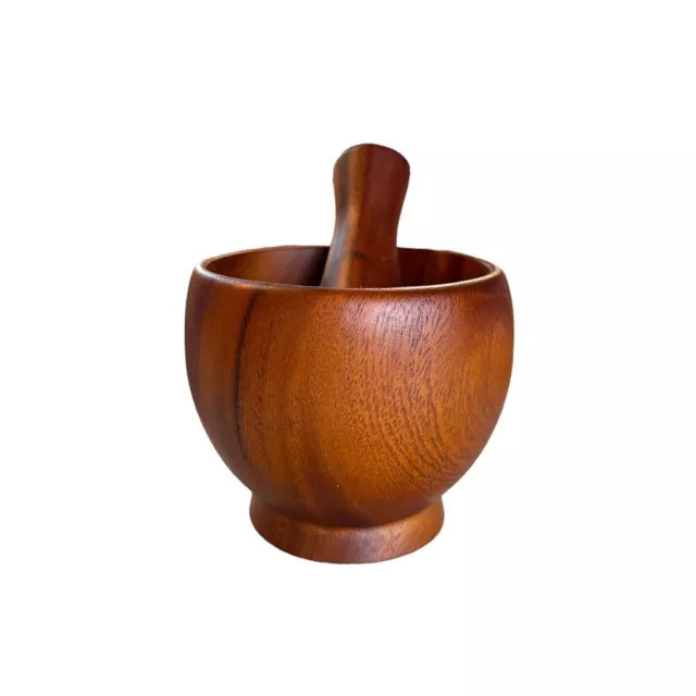 5 Inches Wooden Mortar and Pestle Thai Handcraft Spice Herb Grinder Pill Crusher