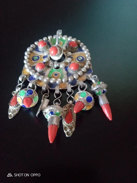 Broche Ancienne Berbère Kabyle En Argent Massif - Bijou Ethnique Vintage - Bon état