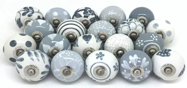Set of 20 Ceramic Knobs Cabinet knobs Drawer knobs Cabinet pulls  Door knobs