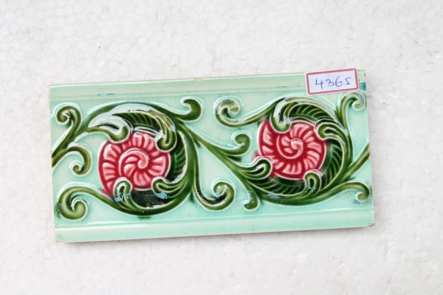 Japan antique art nouveau vintage majolica border tile c1900 Decorative NH4365