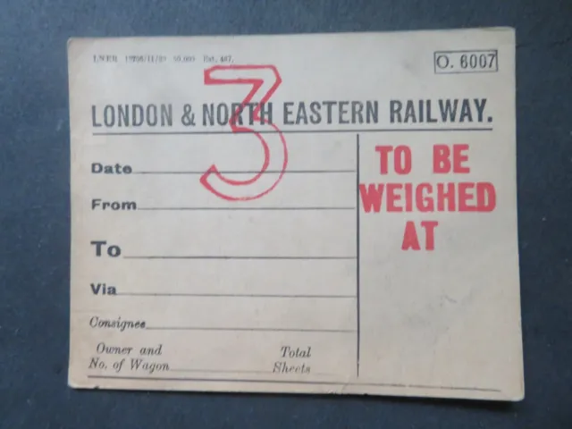 Vintage Unused LNER Wagon Label