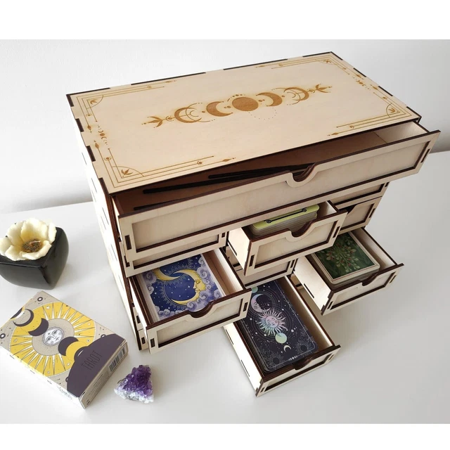 Boîte Rangement Tarot Otufan - Cuir PU, Design Soleil-Lune - Pour Cartes Standard Universelles