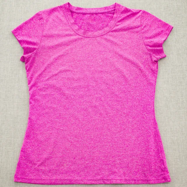CG By Champion Womens T-Shirt Round Neck Cap Sleeve Stretch Pink Sz S