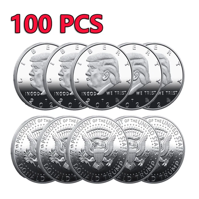 100PCS SILVER 2025 47th President Donald Trump LIBERTY Gift