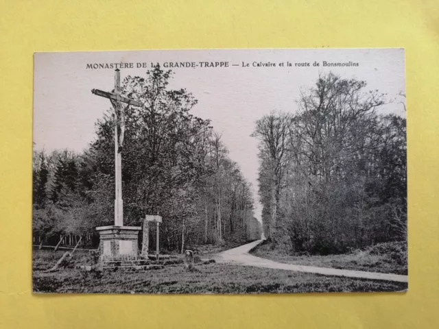 cpa 61 - SOLIGNY la TRAPPE (Orne) Le CALVAIRE route de BONSMOULINS the calvary