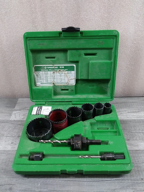 GreenLee 830 Hole Saw Kit in Hard Case SHARP TEETH (Size: 7/8" to 2-1/2")