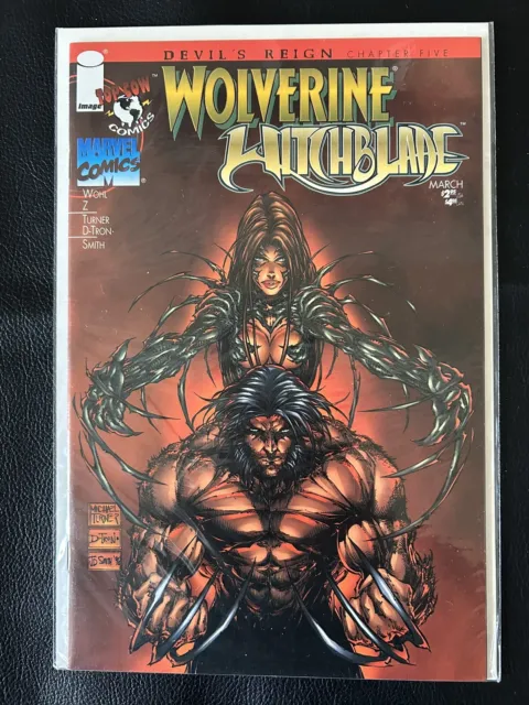Devil's Reign #5 Wolverine & Witchblade Comic Marvel Top Cow 1997 Michael Turner
