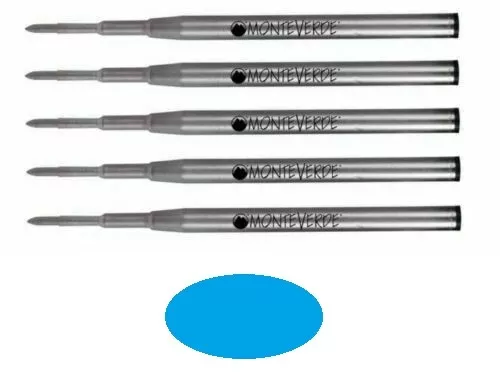5 - Monteverde Ballpoint Pen Refills for Montblanc Pens, M13, Medium, Turquoise