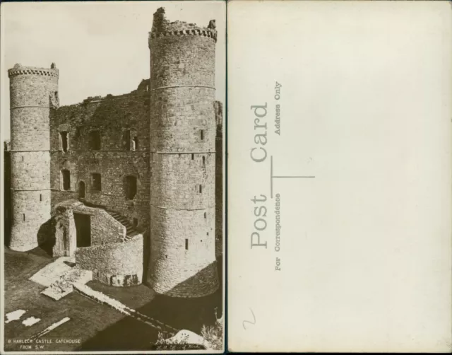 Harlech Castle Gatehouse From SW RP Real Photo