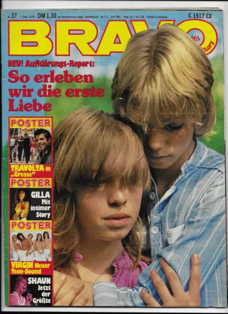 BRAVO Nr.37 vom 7.9.1978 mit Riesenposter John Travolta, Gilla, Frank Zander...