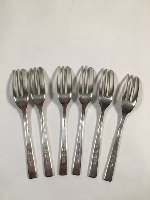 6 Vintage Viners Silver Rose Silver Plated Sheffield Cake Pastry Forks 3