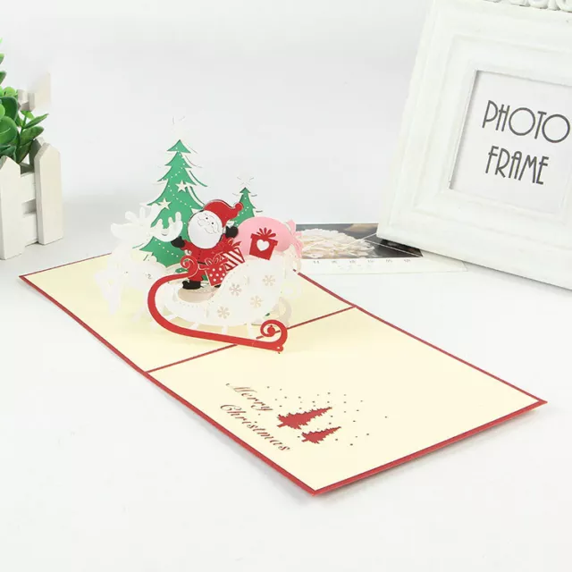 Merry Christmas Tree Santa Claus New Year 3D Pop Up Greeting Cards AU SHOP