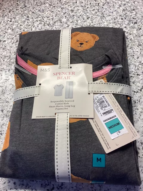 M&S Marks and Spencer Ladies Pyjama Set Spencer Bear Size Medium 12-14 BNWT