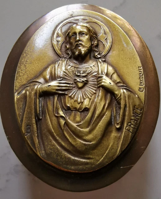 Médaille Religieuse Jésus bras ouverts en Argent Massif 925, Jesus Religious Catholic Sterling Silver Medal, Open Arms, God bless me, - France