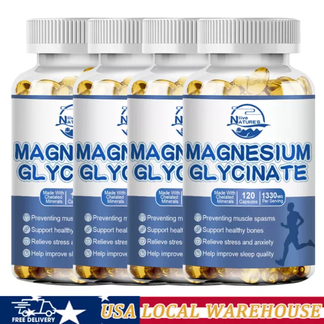 Magnesium Glycinate 1330 MG Complex 120 Capsules High Absorption Magnesium USA